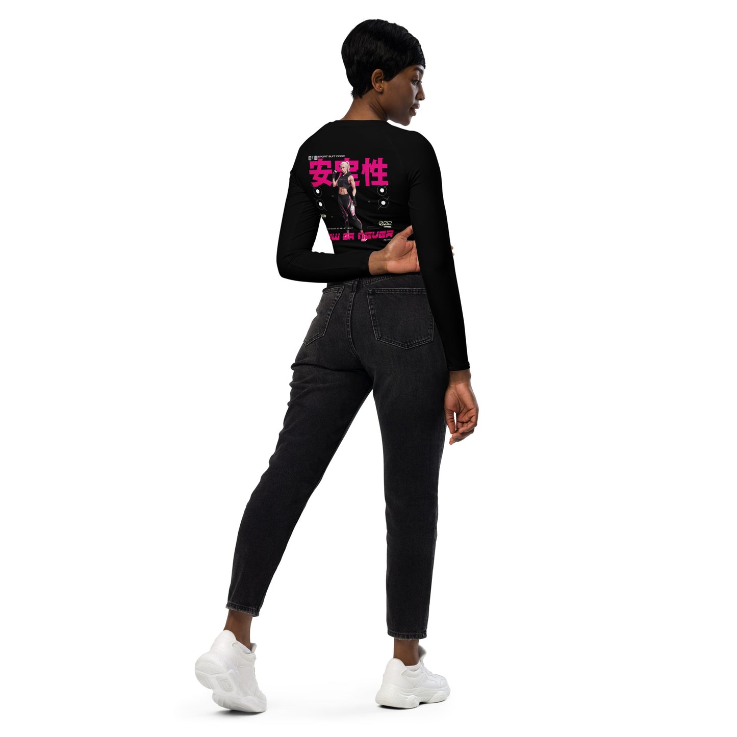 Now Or Never Pink Long-sleeve crop top