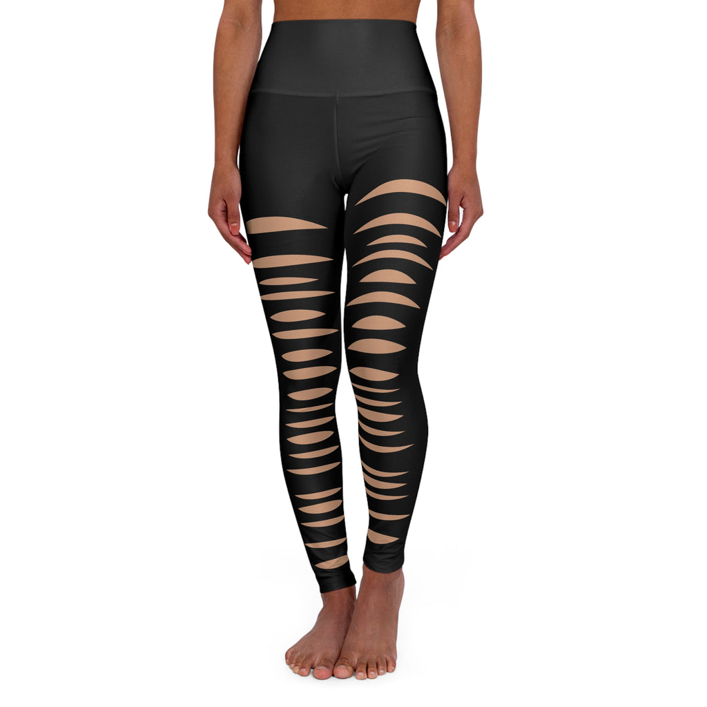 Black Ripped Jeans Yoga Leggings