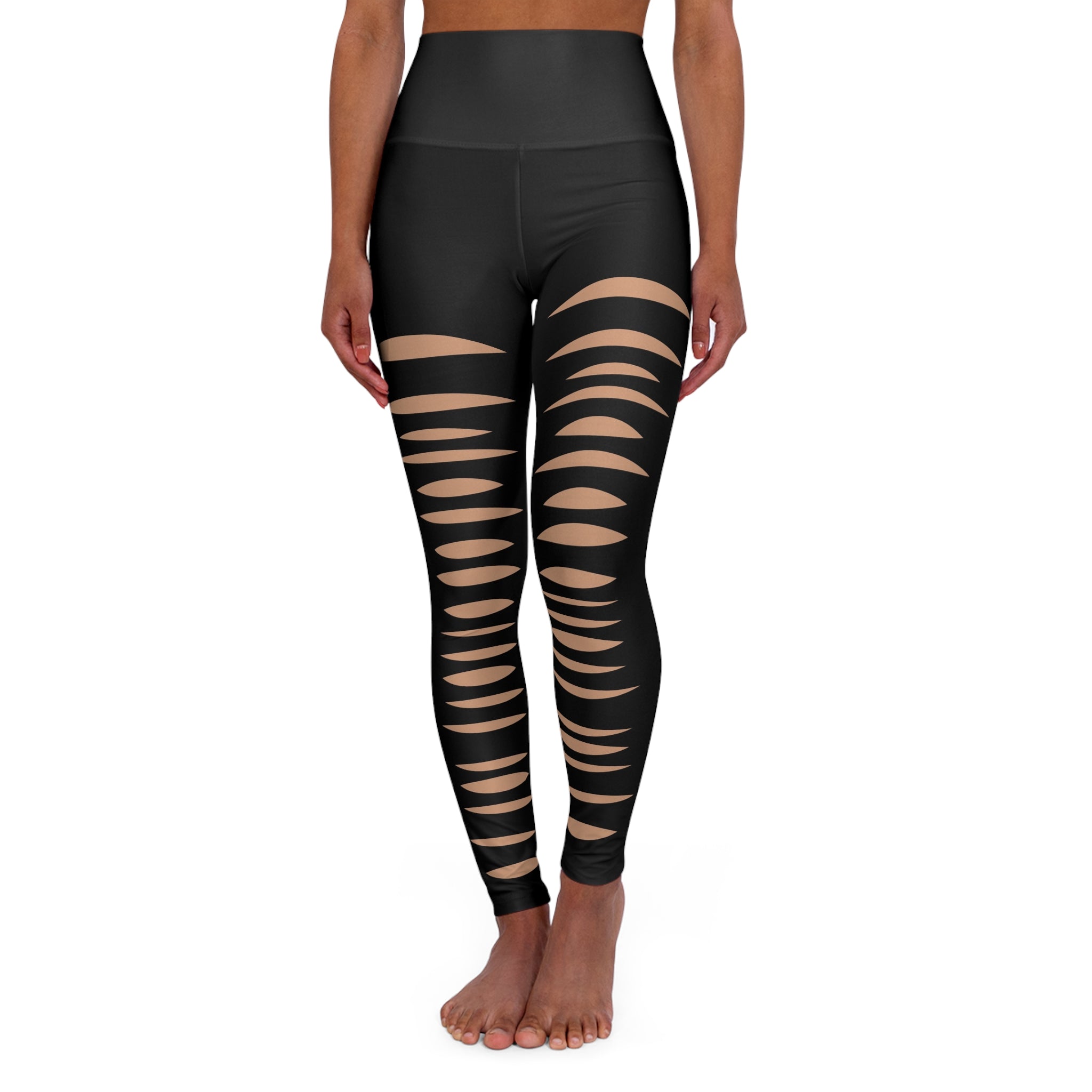 Black Ripped Jeans Yoga Leggings