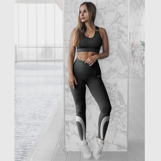 Black Mosaic High Waisted Workout Leggings