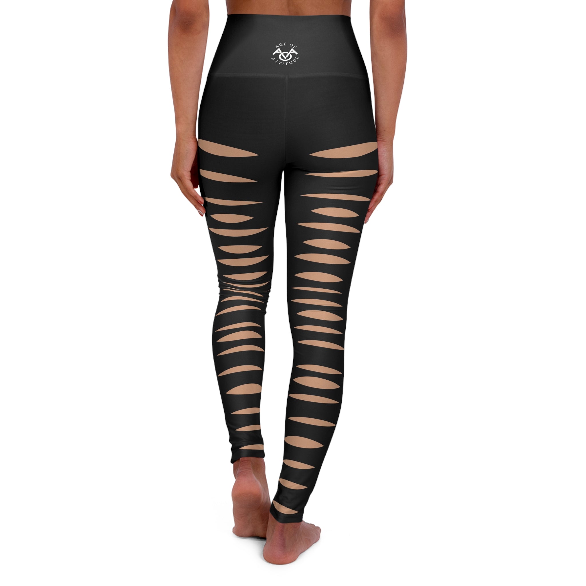 Black Ripped Jeans Yoga Leggings