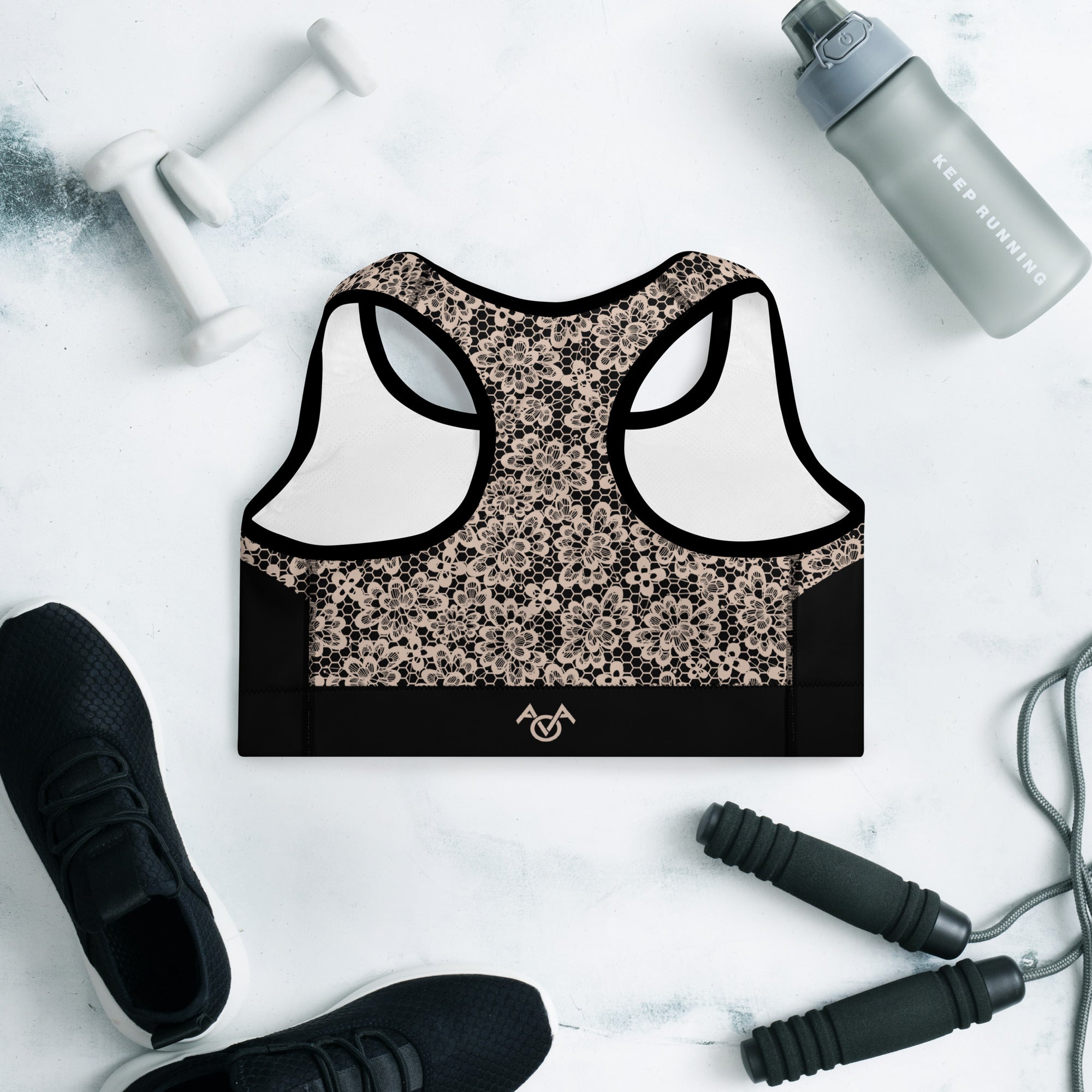 Heart Shaped Lace Print Sports Bra
