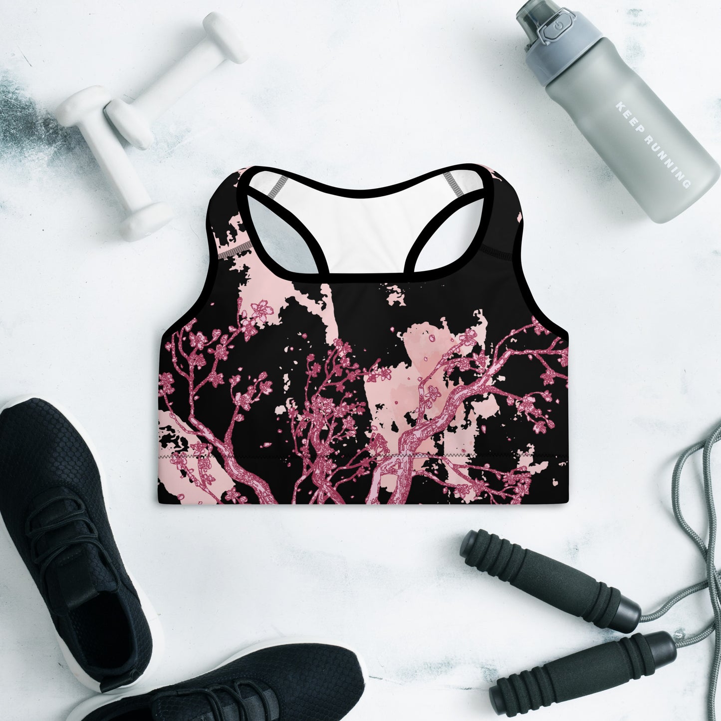 Pink Cherry Blossom Sports Bra