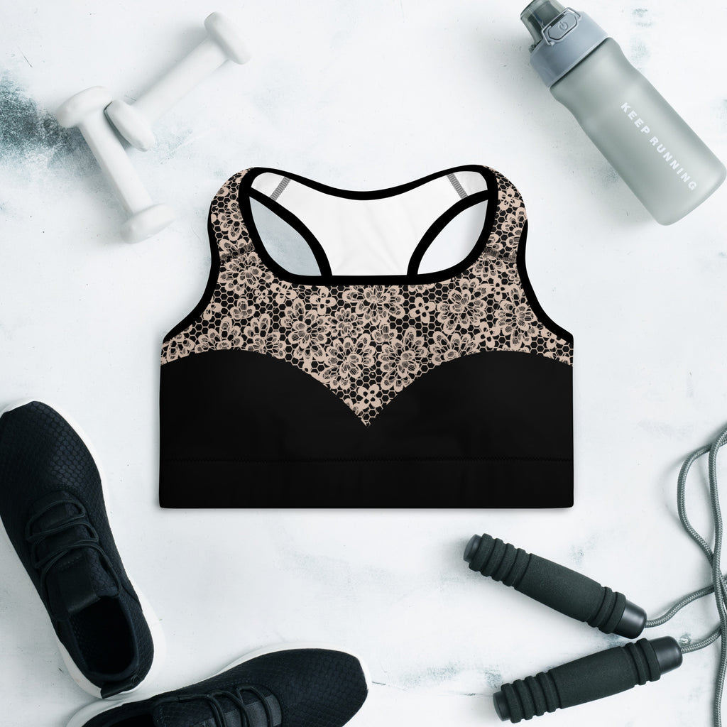 Heart Shaped Lace Print Sports Bra