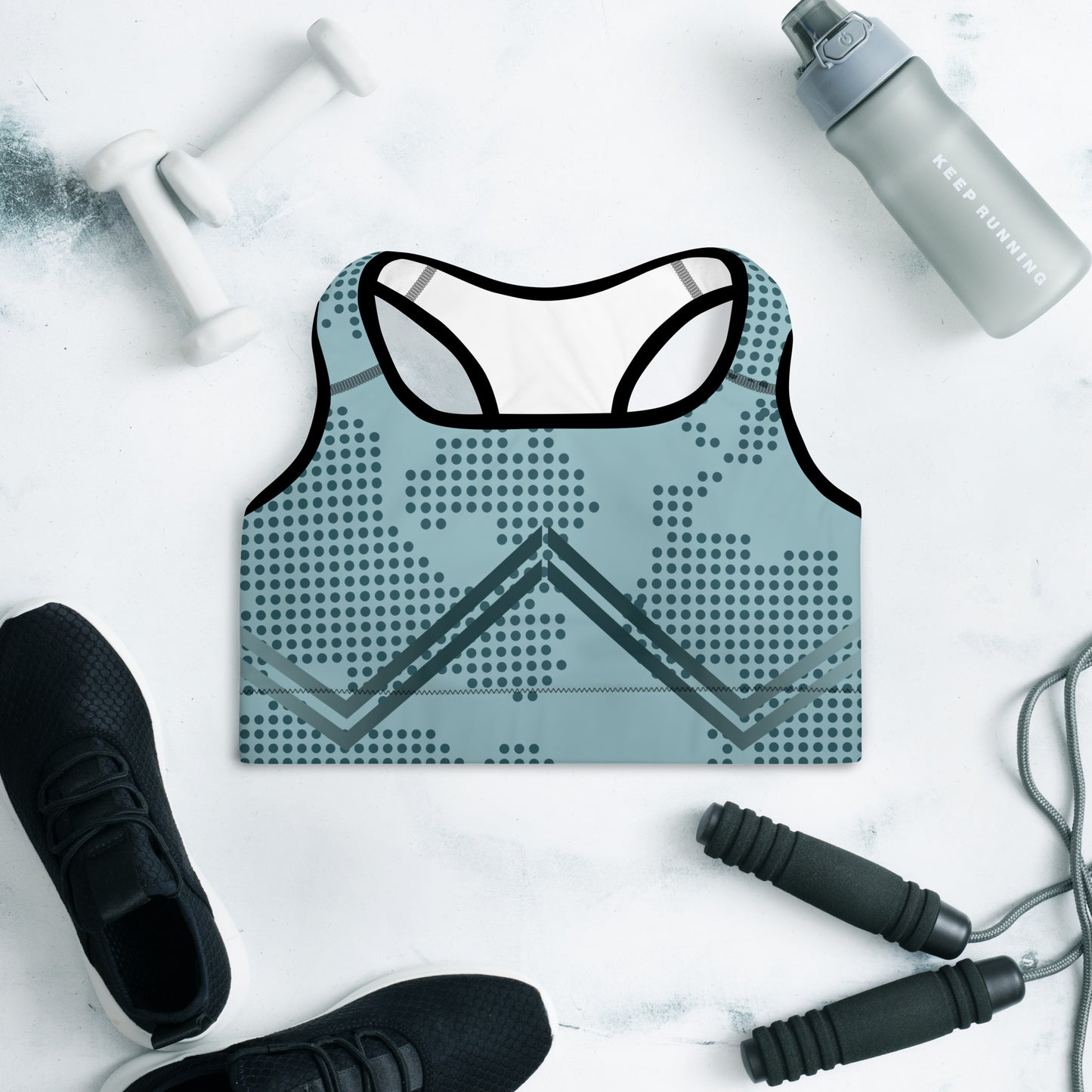 Dotted Map Padded Sports Bra