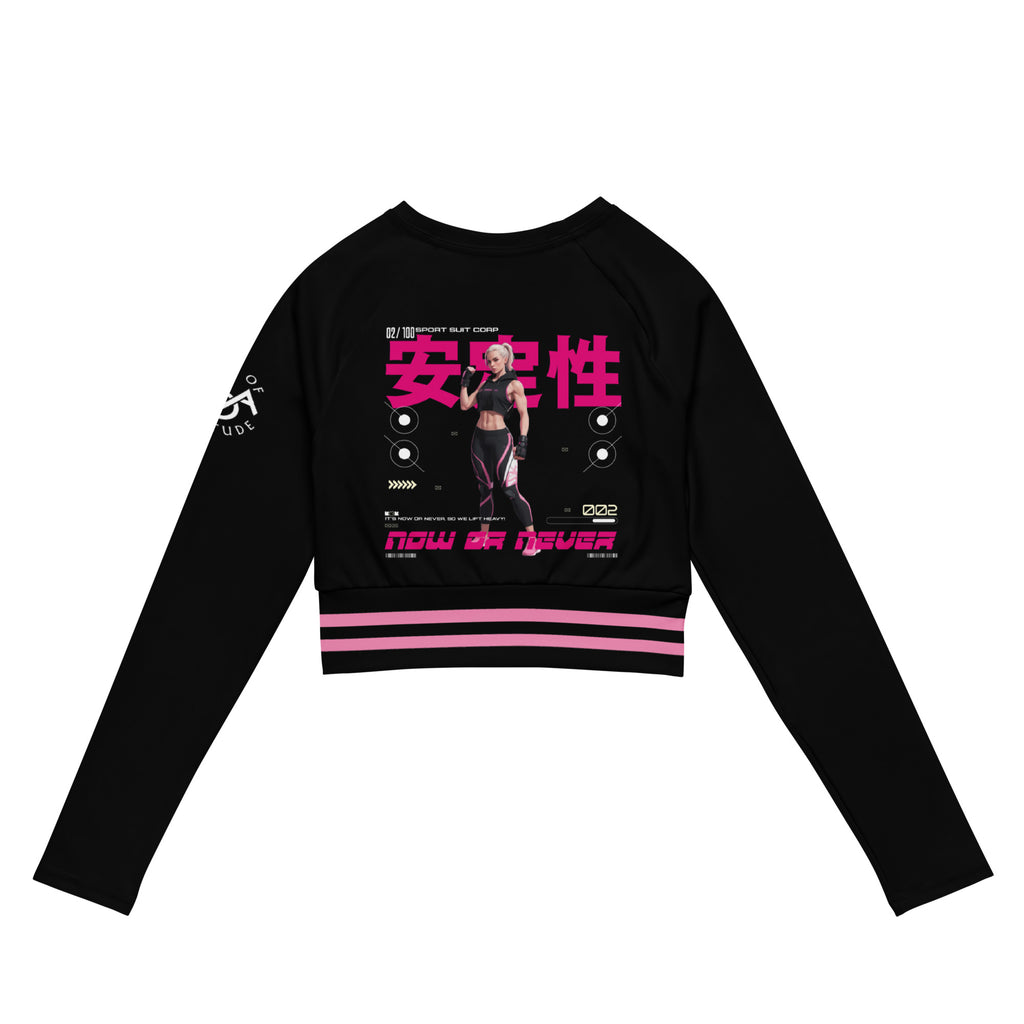 Now Or Never Pink Long-sleeve crop top