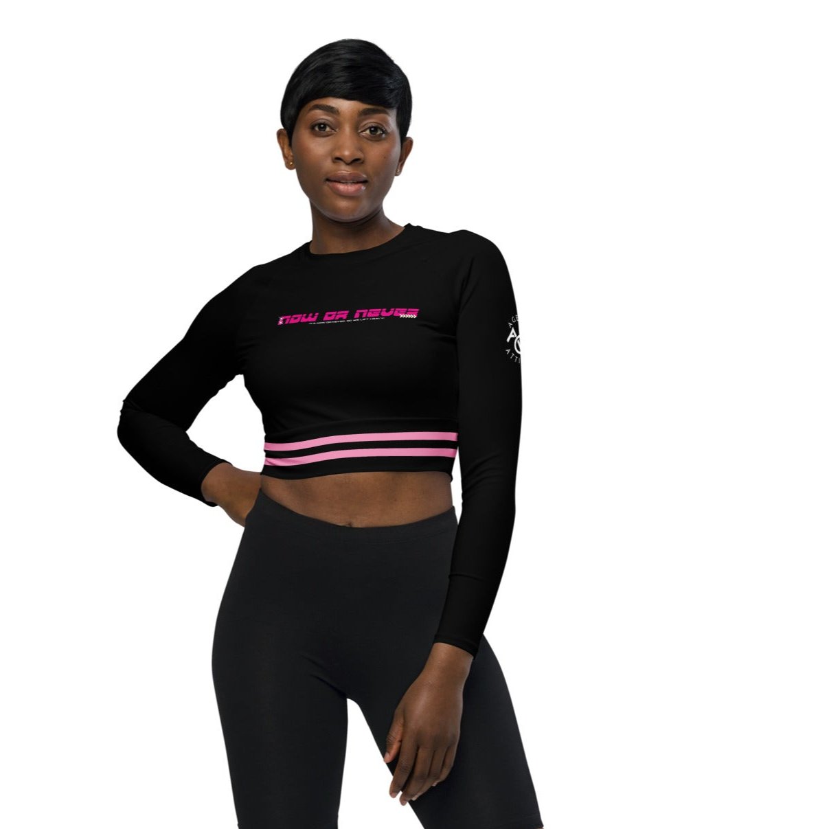 Now Or Never Pink Long-sleeve crop top