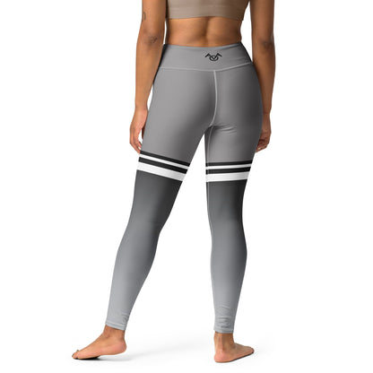 Grey Striped High Waist Leggings