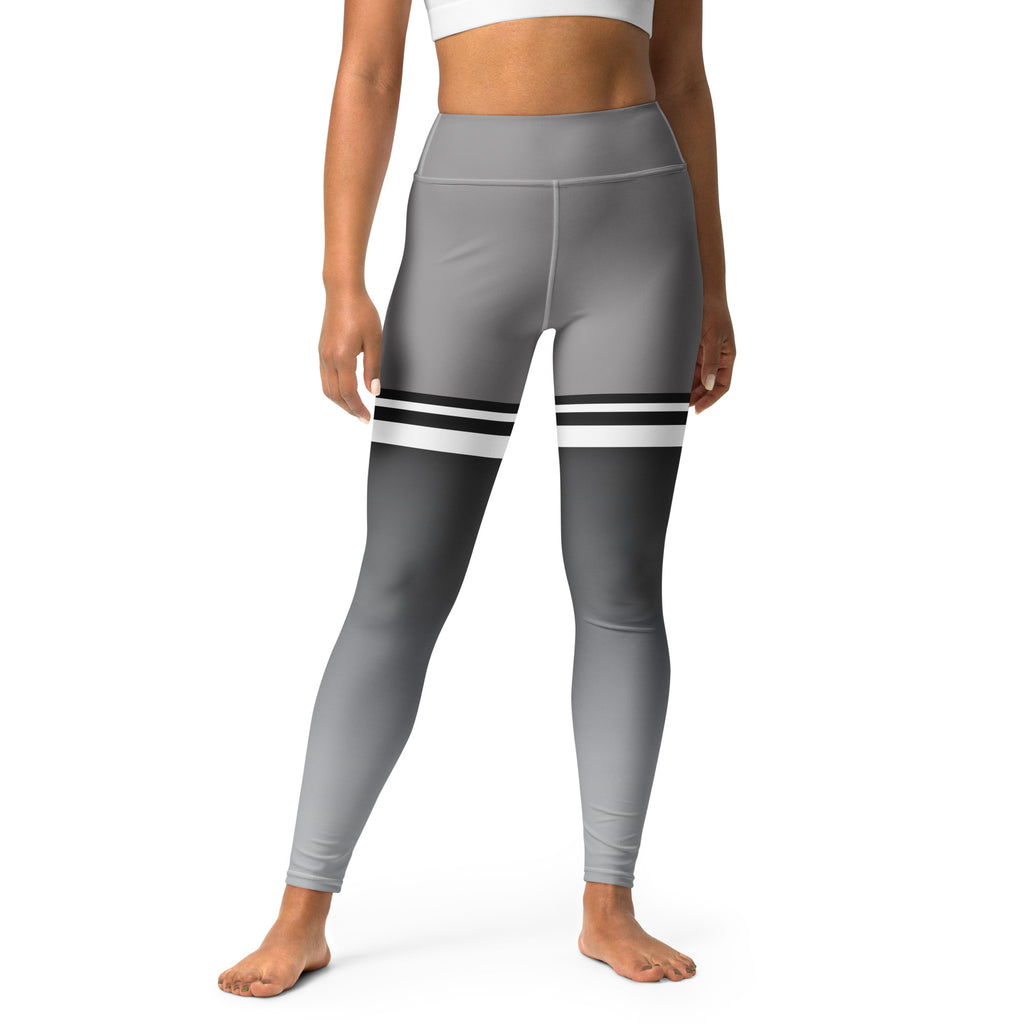 Grey Striped High Waist Leggings